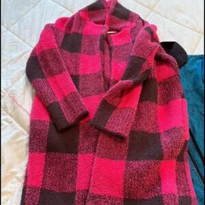 Women's Pink and Black Checkered Cardigan